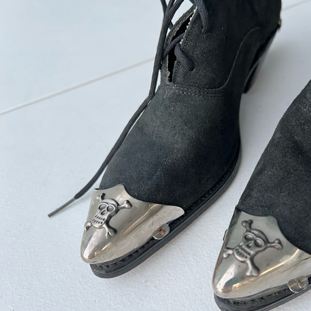 Black Suade Biker Ankle Boots